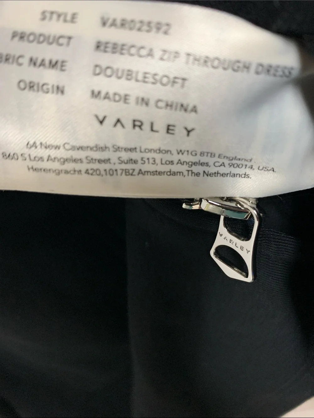Varley Rebecca Dounle Soft Black Zip-Up Sleeveless Knit Dress Size S Looks New - Picture 6 of 9